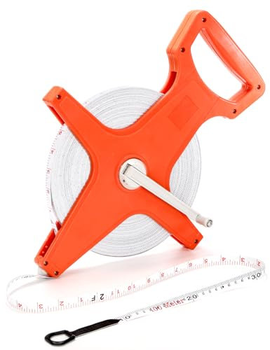 Coloch Open Reel Fiberglass Tape Measure Tools, 330 Feet/100M Yard Measuring Tape Dual Sided Reel Tape with Inch/Metric Scale Retractable Long Tape Measure for Engineer, Yard, Field, Father's Day