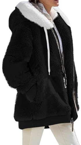 VDDTAGAM Gilet Laine Femme Surchemise Femme Veste Femme Chic Robe Sweat Femme Veste Femme Chic Manteau Femme Surchemise Femme Pulls, Gilets Et Sweats Femme Manteau Fourrure Femme Hoodi(Black,5XL)
