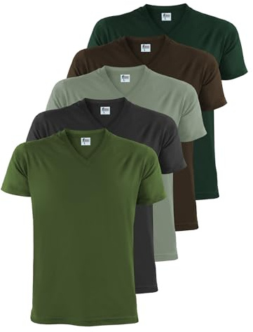 ALPIDEX T-Shirt Herr S-5XL 5 Pack V-Neck V-Ringad 100% Bomull Kortärmad | 175 g/m², Kortärmad, Regular Fit, OEKO-TEX, Andningsbar, Maskintvätt, Fritid, Sport, Vardag, Stora Storlekar, 100% Bomull