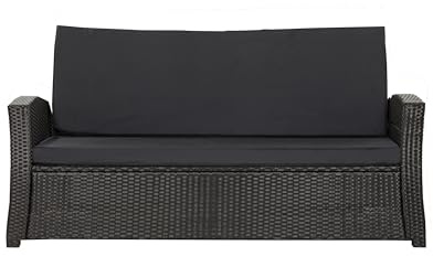 Setgarden® Bänkkudde Sittdyna för trädgårdsbänk polyrattan, Bekväma sittdynor för trädgårdsbänkar – perfekta trädgårdssofa dyna för Hollywoodgunga (Svart, 150x50x50 cm)