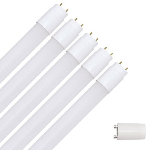 NCC-Licht Lot de 5 ampoules LED T8, 90 cm, 12 W, G13, blanc froid, 6500 K, avec démarreur