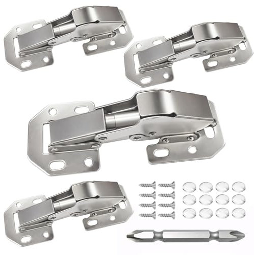 BESTEEL 4 Pack Hidden Hinges Soft Close Surface Mount Kitchen Cabinet Hinges, Concealed Cabinet Hinge for Cabinet Doors Frameless,No Pre-drilled for Kitchen Cupboard, Surface Mount Hinge