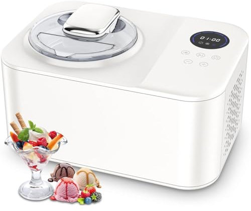 Sorbetière automatique domestique, compresseur 1,2 L, sorbetière auto-congélation avec écran LCD, machine à desserts maison portable, préparation de glaces en 30 à 60 minutes, pour yaourt glacé, gla