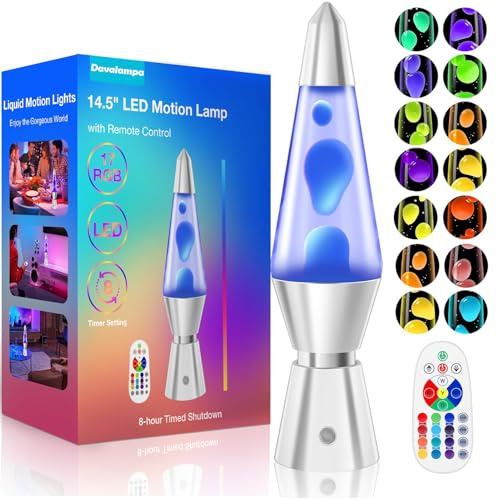 17 Colours Changing LED Liquid Motion Lamps with Remote - 14.5 Inch Large Night Light for Kids Adults, Relaxing Mood Lighting for Home Décor, Birthday Party Christmas Gifts for Women Men (Silver Base)
