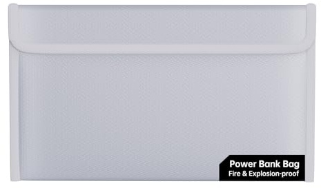 ZOOPIP Fireproof Explosion-Proof Lipo Battery Bag & Power Bank Charging & Storage Organizer (10.7×6.3, Silver)