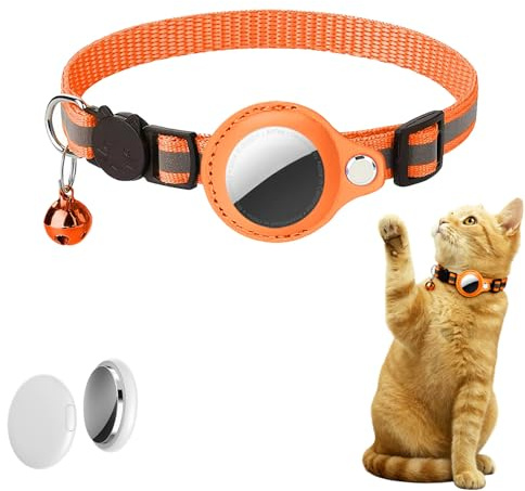 Collier GPS Chat, Collier Traceur GPS pour Chat et Chien, Localisation en sans Abonnement, Compatible iOS/Android/HarmonyOS, Ipx5 RéSistant Aux éClaboussures, Positionnement auxiliaire (Orange)