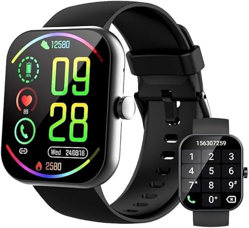 Matast Smartwatch Herren Damen mit Telefonfunktion, 1.91 Fitnessuhr Damen, Sportmodi IP68 Wasserdicht Sportuhr, Smart Watch mit Schrittzähler, Herzfrequenz, SpO2, Schlafmonitor, Uhren für iOS