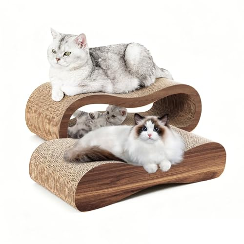 Cat Sofa Cardboard Scratcher Bed 2-in-1 Cat Scratching Couch Board (Dark)