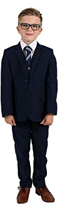 Vivaki 5 Piece Slim Fit Navy Suit, 0/3m to 14 Years (6-7 Years)