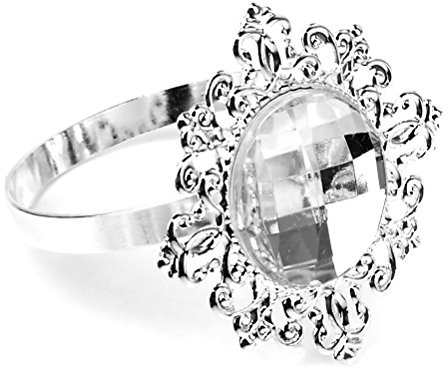 ROSENICE 12pcs Crystal Napkin Rings Silver Napkin Holders for Wedding, Dining Table Decor, Wedding Christmas, Thanksgiving, Party Decoration