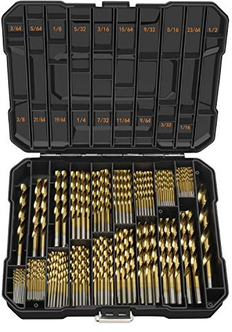 ENERTWIST Titanium Drill Bit Kit Set for Metal and Wood 230-Piece - Coated HSS Conventional 118 Deg Tip from 3/64inch up to 1/2 Inch, ET-DBA-230A