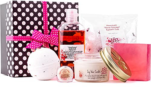 Bath Luxury Spa Gift Set For Women - Natural Bath Bombs, Organic Shea Butter Soap, Soy Wax Candle, Bath Salt and Shower Gel -Best Gift Box for Women, Mother, Mom, Girls, Her