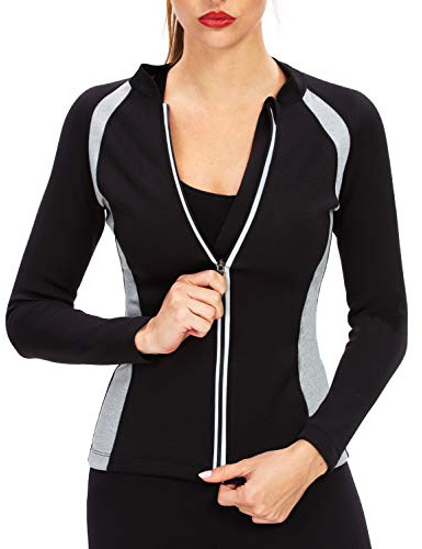Giacca dimagrante da donna in neoprene, per perdere peso, per allenamento, corsa, allenamento - Nero - XL