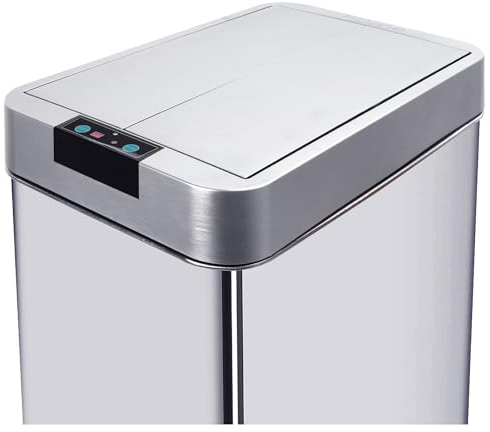 KITCHEN MOVE Coperchio della Spazzatura Automatico Rettangolare Modello Silverlake Cromo, ABS, Inox, 26x43xH10cm