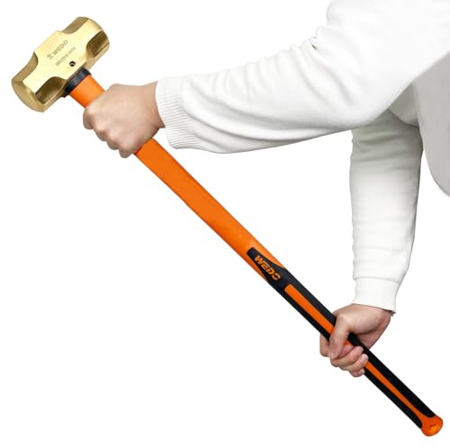 WEDO Mässingsslädeshammare Slägga med glasfiberhandtag, icke-magnetisk, formsmide, korrosionsbeständig, DIN-standard, 3,6 kg, 700 mm, 16 tum