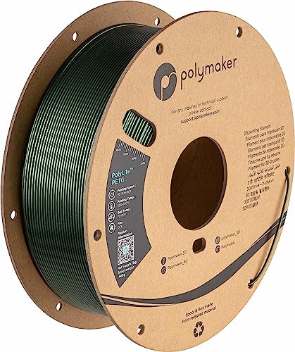 Polymaker PETG-filament 1,75 mm, 1 kg stark PETG mörkgrön tråd kartong spole – PolyLite PETG 1,75 mm mörkgrön 3D-skrivarfilament, tryck med de flesta 3D-skrivare med 3D-filament