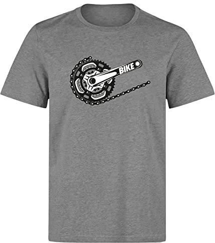 Baddery Fahrrad T-Shirt Herren - „Bike“ - Shirt für Radfahrer (Heather L)