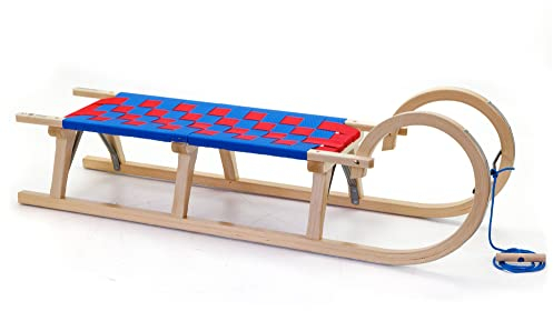 HolzFee Baran S 120 Hörnerschlitten/Gurtschlitten mit Farbauswahl (Blau-Rot)
