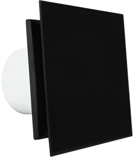 VENTS CRYSTALIS 4 inch Stylish Black Glass Cover Silent Extractor Fan with Timer For Bathroom Shower Wet Rooms to Control Humidity Moisture Mould Elimination Fresh Air Ventilation