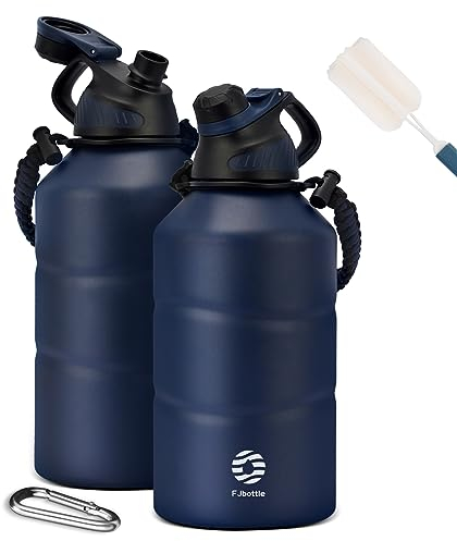 Fjbottle Stainless Steel Water Bottle 1.9L Double-Walled with Magnetic Lid, BPA Free Vacuum Insulated Water Bottle, Big Metal Drinking Flask Large Capacity Jug Leak-Proof for Sports, Camping, Gym