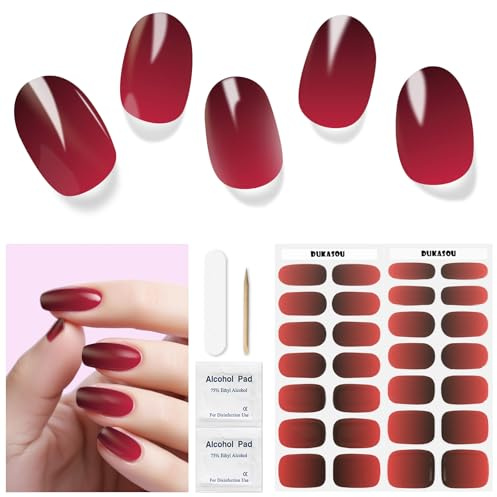 Pegatinas de Uñas de Gel - 28Pcs Semicurado Envoltura Completa Autoadhesivas Con Lima y Palo Para Arte de Uñas Mujeres Niñas DIY