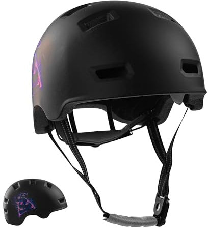Crazy Safety Rampage Violette Schlange | Fahrradhelm, Skateboardhelm, Inlinerhelm und BMX-Helm | Fahrradhelm für Männer, Frauen und Kinder | L (57-61cm) | Verstellbarer Helm für Skater und Radfahrer