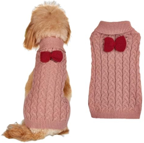 FANSU Maglioncino Cane, Inverni Caldo Maglione Cane, Lavorato a Maglia Maglioncino per Cani e Gattino, Felpa Cane Vestiti Gatto, Cucciolo Cane Taglia Media Cani di Taglia Grande (S,Rosa Cannella)