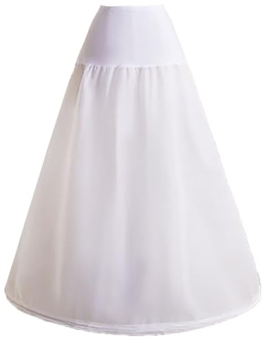 Enagua Aro A-Línea Enaguas Enteras Crinolina para Falda Vestido de Novia, A-Line Wedding Petticoat Underskirt, Cancan enagua cancán, Larga Anágua Carnaval, Accesorios de Boda Medio Slips(Blanco,40)