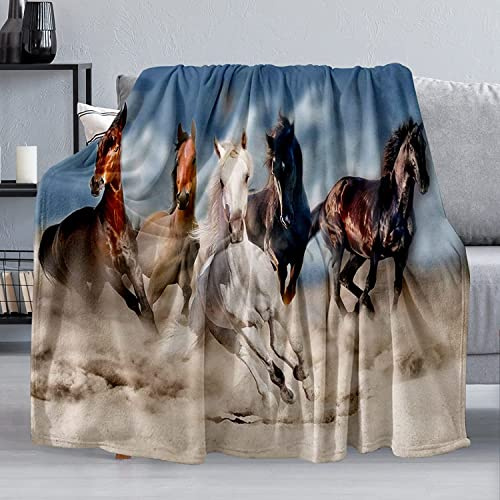 Horse Blanket, Soft Warm Fuzzy Fleece Plush Blanket 50''x40'', Smooth Cozy Flannel Throw Blanket for Bed/Couch/Office/Camping