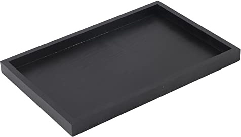 Aoresac Bandeja de Servicio de Madera Sólida de Forma Rectángulo Negro, para Comidas, Bebidas, Comida, Frutas (25 * 18 * 2cm)