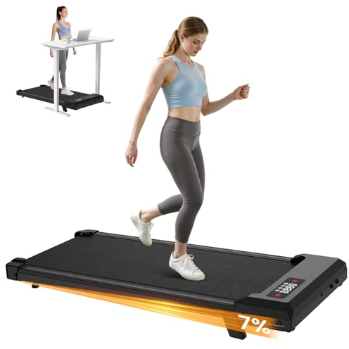 Walking Pad Treadmill with 7% Incline, Portable Mini Treadmills for Home 2.5HP Under Desk Jogging Walking Machine with Remote Control&LED Display for Home/Office Cardio 8KM/H (Black)