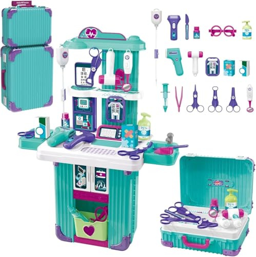 SDMAX Doctor Play Set For Kids, Portable Trolly Case, Eye Catching Accessories, Vibrant Colour, Pretend Play Set, Educational Toy, Promote Creativity And Imagination,, Blue