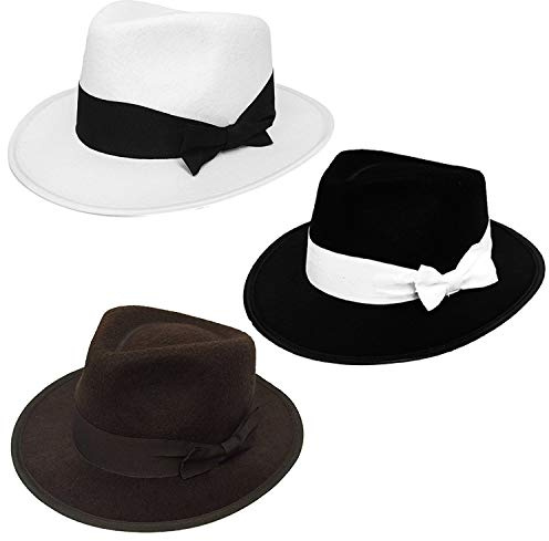 CHILDRENS 1920'S GANGSTER COSTUME HATS TRILBY FEDORA PERFECT FOR A CHILDRENS FANCY DRESS PARTY OR STAGESHOW SCHOOL PLAY COSTUME AVAILABLE IN - BLACK - WHITE - BROWN - 55CM CIRCUMFERENCE