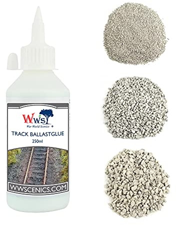 War World Scenics Kit 3 x Pietrischi Misti & Colla per Massicciata Ferroviaria – Grigio Chiaro