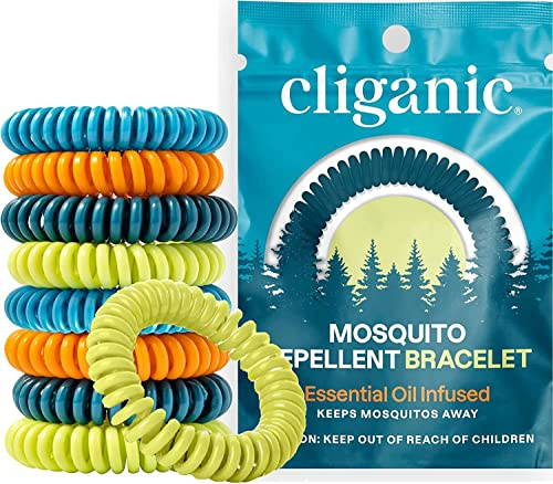 Cliganic Confezione da 50 braccialetti antizanzare, senza DEET, confezionati singolarmente