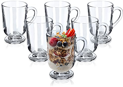 KADAX Kaffeegläser, 6er Set, 300ml, Teegläser aus Glas, Glühweingläser, Trinkgläser für Tee, Kaffee, Irish Coffee, Kaffeetassen mit Henkel, Cappuccino Gläser, Dessertgläser