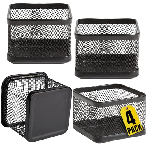 1InTheOffice Mesh Paperclip Holder For desk, Paperclip Holder Desk Accessories Holder (4 Pack)