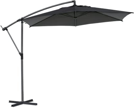 Gruppo Maruccia - Ombrellone da Giardino a Banana con Braccio Laterale - Struttura in Acciaio Rinforzato Telo in Poliestere Idrorepellente e Anti Raggi Solari - Diametro 3 Metri (Grigio Scuro)