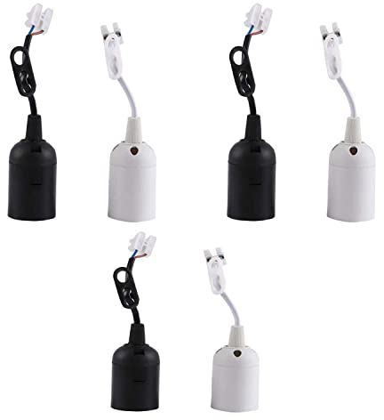 6 PCS Porta Lampadina Portalampada E27,Supporto della Lampada,Basi per Lampade in Plastica E27 Portalampada con Filo e Terminale, per Cantiere,Ristrutturazione,Lavori