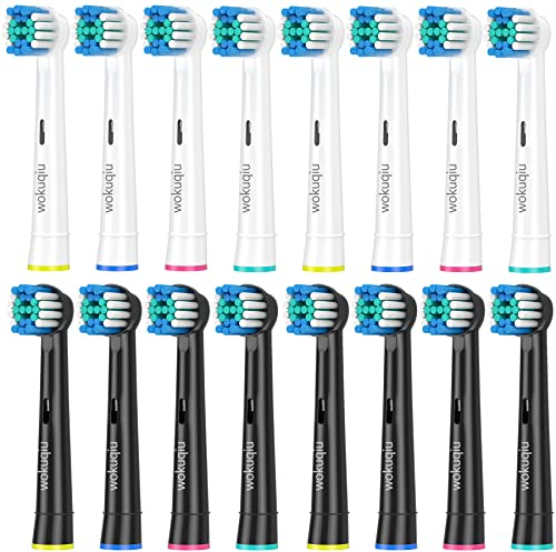 Wokuqiu Aufsteckbürsten Kompatibel mit Braun Oral b Elektrische Zahnbürste, Präzisions-Ersatz-Bürstenköpfe für Oral B Pro Smart Vitality Triumph Genius Trizone Teen, (8Weiß+8Schwarz) 16 stück