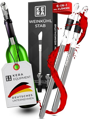 KERA® Weinkühler Weinkühlstab Flaschenkühler | 7-in-1 | inkl. 2 Längen + 2 Ausgießer + 2 Flaschenverschluss | Optimale Kühlwirkung | Wein Zubehör Weinkühlstab | Edelstahl (7er-Set Version C)