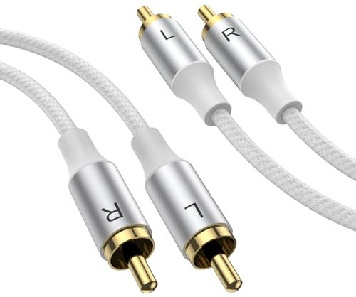 Cable de audio 2RCA macho a 2RCA macho Cable estéreo RCA de 2 M, cable RCA Cable de audio trenzado de nailon para cine en casa, HDTV, amplificadores, sistemas Hi-Fi, audio para automóvil, altavoces