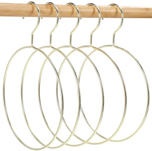 YARNOW 5 Pcs Gold Scarf Hanger Circular Hangers Gold Round Hangers Scarf for Closet (7 Inch in Diameter)