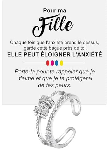 Bague Inspirante et Encourageante en Argent Sterling 925 pour Femmes, Filles et Dames - Dimension Pouce Ajustable, Ouvrable (Pour Ma Fille, Réglable)