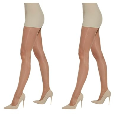 MYCHICLEGS Collant voile fin 20 DEN femme beige naturel (Sabia) T6 lot de 2