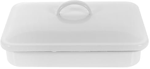 Zerodeko Plat À Rôtir en Émail Plaque À Pâtisserie Rectangulaire Épaisse en Émail avec Couvercle Passe Au Lave-Vaisselle pour Four Et Cuisinière 25. 00X17. 00X8. 50 Cm