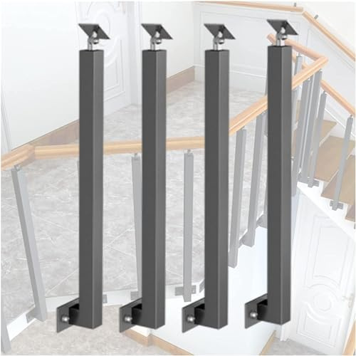 LQSYBHD 4er-Pack Quadratische Treppengeländerpfosten – Um 270° Verstellbare Metallgeländerspindeln, Schwarze Balusterpfosten Seitlichen Montage für Deck, Balkon, Treppe, Villa-Balko(Size:100cm/39.3in)