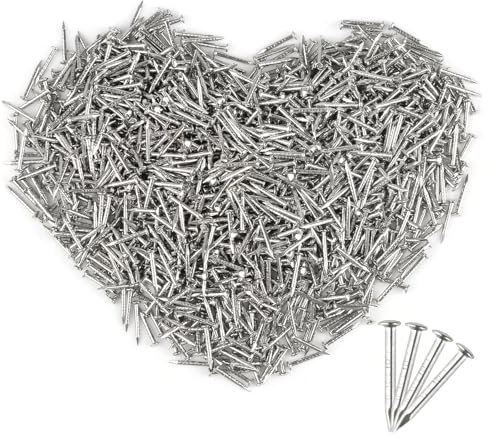 Goldene Nägel Rundkopf, 1500 Stück Kleine Goldene Nägel, 1x10mm Messingbeschichtete Nägel Runde Kopf-kleine Hölzerne Nägel für DIY-Basteleien, Möbelbefestigung (Silberne)