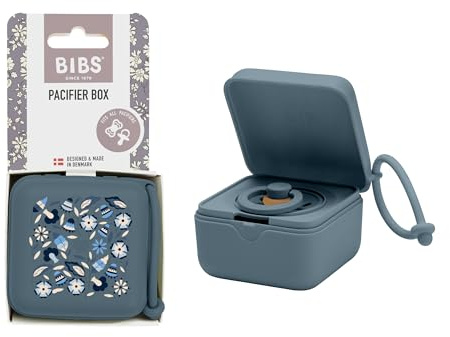 BIBS Liberty Pacifier Box avec cordon. Porte-sucettes et stérilisateur. Entièrement en matériau de qualité alimentaire, sans bisphénol A - Bobo Petrol