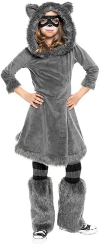 Maskworld Frecher Waschbär/Kleiner Wolf - flauschiges 2-in-1 Kinderkostüm - grau - Kindergröße 146-152 - Karneval, Halloween & Motto-Party